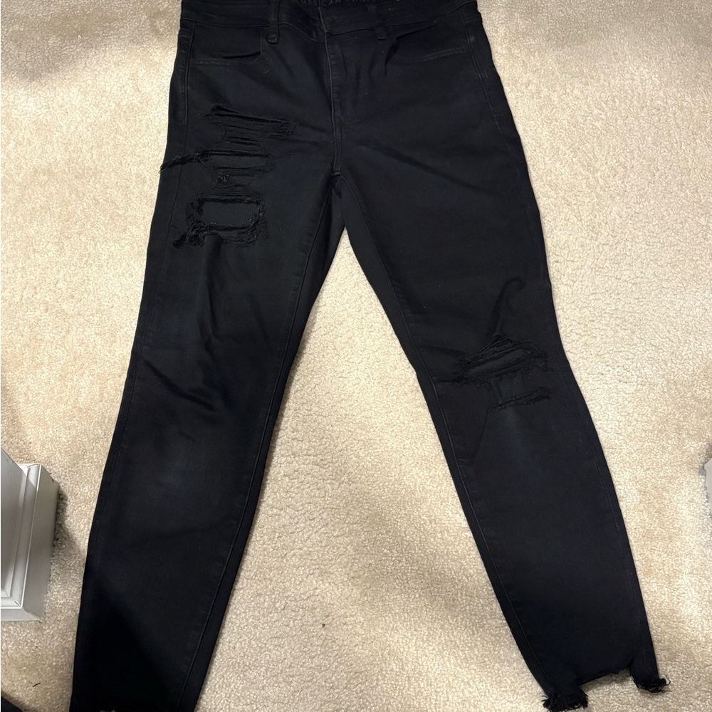 American Eagle Black Skinny Jeans Distressed